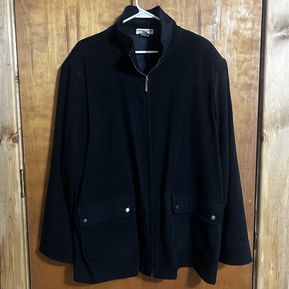 Vintage Notations Black Zipper Jacket Women's 1X